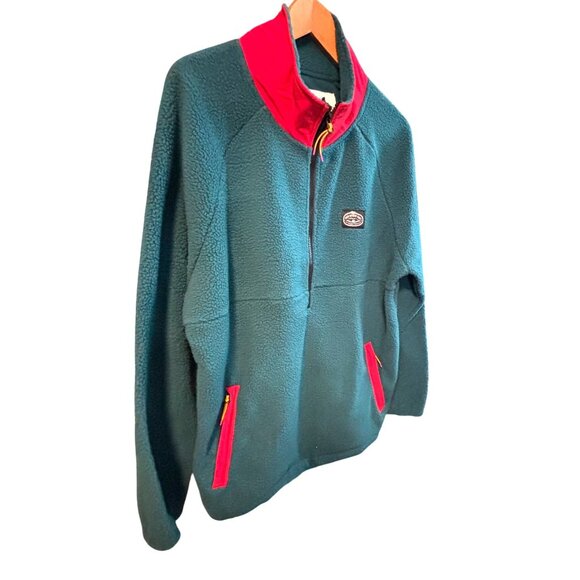 Poler NWT Mens Half-Zip Fleece Pullover Jacket Teal Red Sz Large - Picture 3 of 9